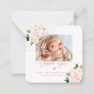 Carte De Correspondance Baby shower Merci rose pâle
