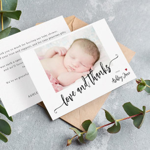 Carte De Correspondance Baby shower photo de script moderne budget merci