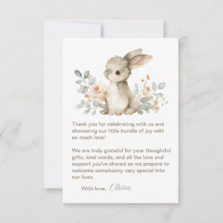 Carte De Correspondance Baby Shower Thank You Cards Watercolor Bunny