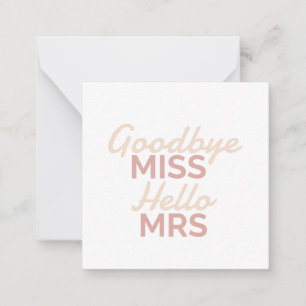 Carte De Correspondance Bachelorette Party au revoir Mlle Bonjour Mme Brid