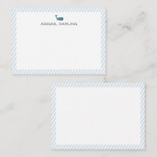 Carte De Correspondance Baleine à rayures bleues et blanches de nom person