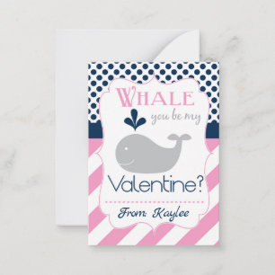 Carte De Correspondance Baleine rose Tu Es Ma Valentine