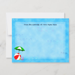 Carte De Correspondance Balle de plage personnalisée et parasol de piscine