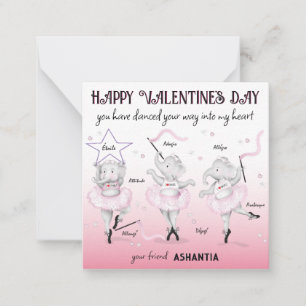 Carte De Correspondance Ballerina Elephant Danse Classe Valentine