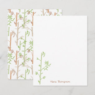 Carte De Correspondance Bambou Foliage Oriental Feuilles de verdure