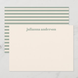 Carte De Correspondance Bandes vert sauge gras modernes personnalisées ave