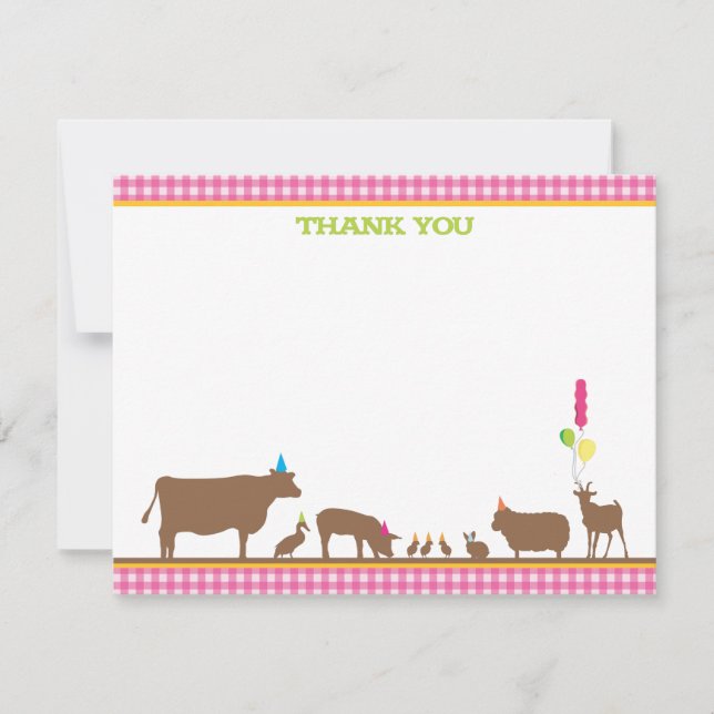 Carte De Correspondance Barnyard Flat Merci Note (Devant)