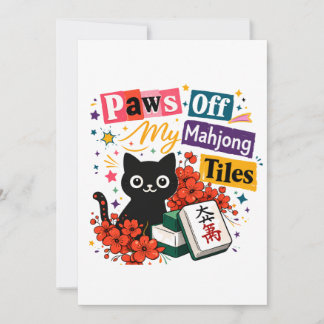 Carte De Correspondance Bas les pattes de mes tuiles de Mahjong Chat Noir