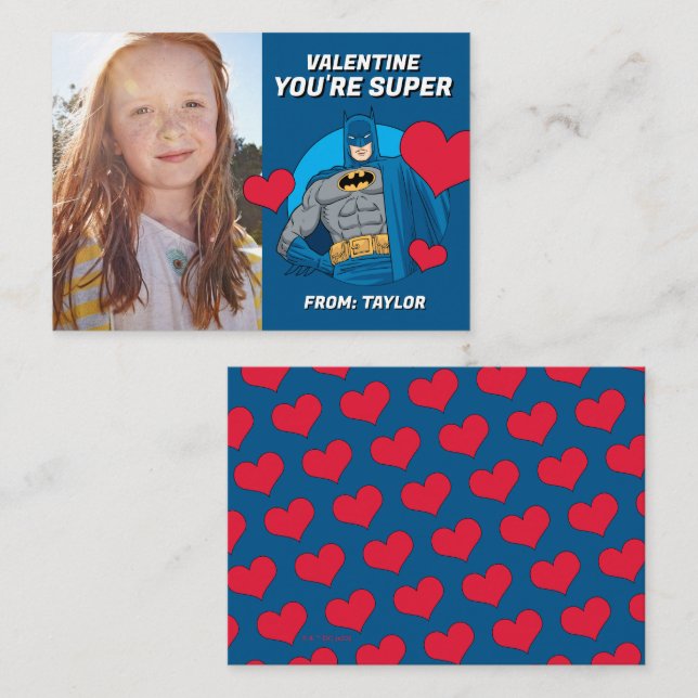 Carte De Correspondance Batman vous aime | Bonne Saint-Valentin (Devant / Derrière)