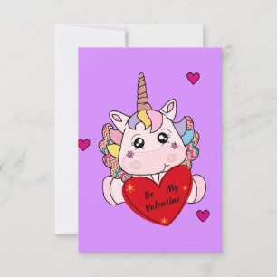 Carte De Correspondance Be My Valentine Cute Unicorn Valentine's Card