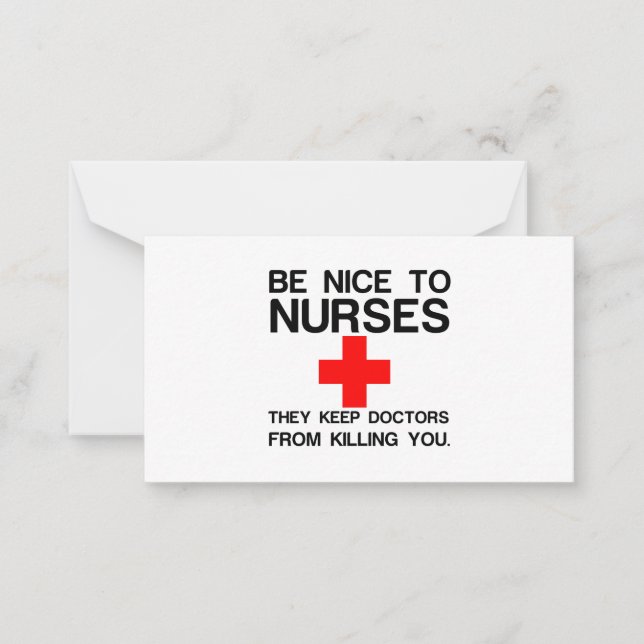 CARTE DE CORRESPONDANCE BE NICE TO NURSES (Devant)