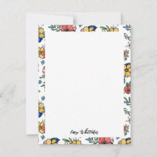 Carte De Correspondance Beau Corail Jaune Bleu Nom Floral En Script
