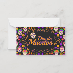 Carte De Correspondance Beau crâne avec Fleurs Día de los Muertos