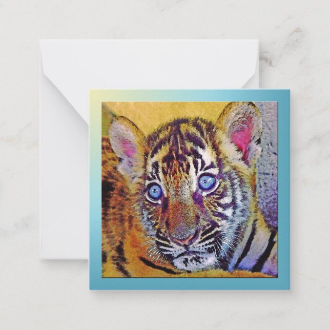 Carte De Correspondance Bébé Blues Eyes Tiger Cub plat Note Card (Devant)