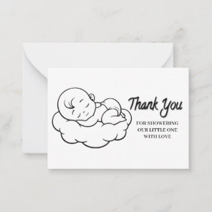 Carte De Correspondance Bébé dormant sur le Merci nuageux