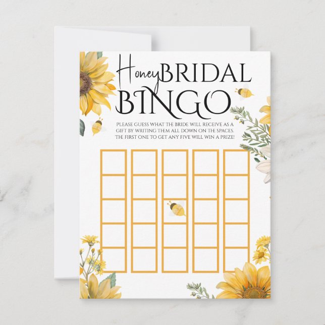 Carte De Correspondance Bee Honey Bridal Shower Bingo Game (Devant)