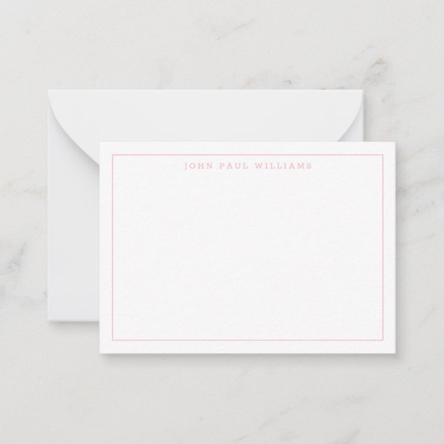 Carte De Correspondance Belle bordure mince rose pâle (Devant)