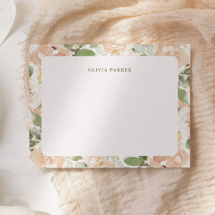 Carte De Correspondance Belle florale neutre et rose pâle