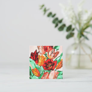 Carte De Correspondance Belle Tulipes Bouquet Floral Black Outline Art
