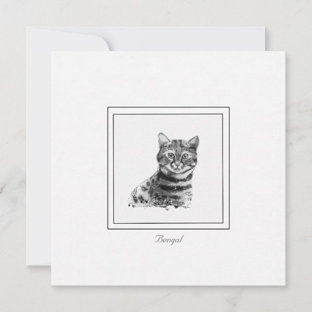 Carte De Correspondance Bengale Chat noir et blanc (Devant)