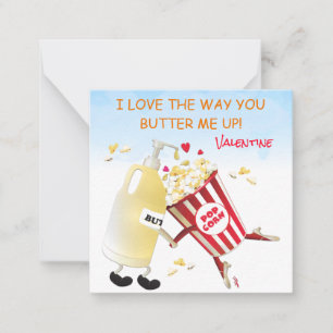 Carte De Correspondance Beurre Popcorn Funny Pun Couple Valentine