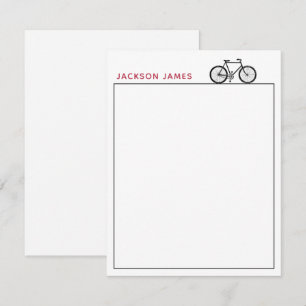 Carte De Correspondance Bicyclette Simple moderne noir blanc rouge
