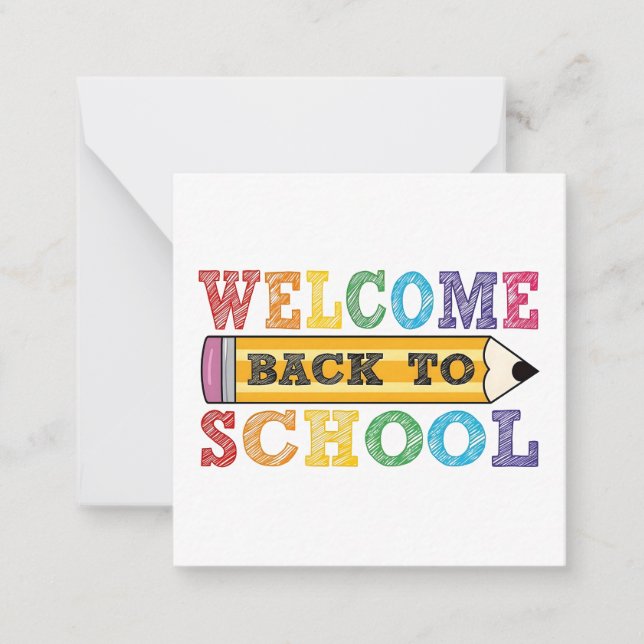 Carte De Correspondance Bienvenue à l'école - Illustration au crayon (Devant)