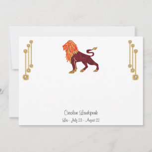 Carte De Correspondance Bijoux Pearl & Gold avec signe Leo Zodiac