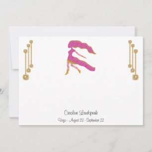 Carte De Correspondance Bijoux Pearl & Gold avec signe Zodiac Virgo
