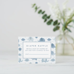 Carte De Correspondance BILLET baby shower RAFFLE Eléphants Bleus Bébé