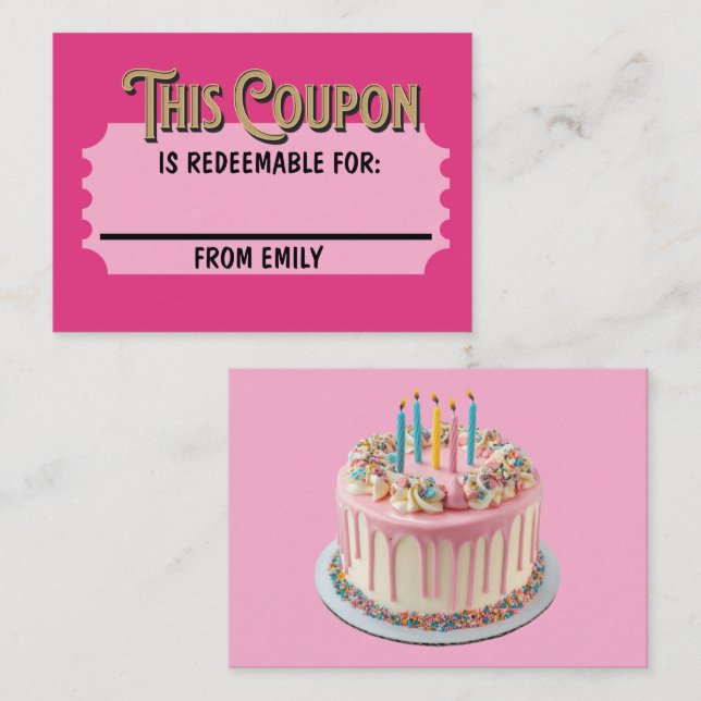 Carte De Correspondance Billet de cadeau personnalisé pour célébration (Devant / Derrière)