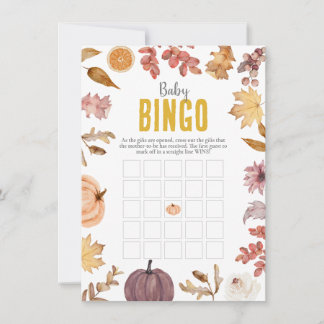 Carte De Correspondance Bingo bébé automne aquarelle, activité de Baby Sho