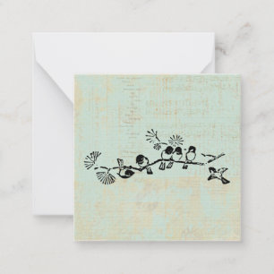 Carte De Correspondance Birds in a Row Rustic Green Music Arrière - plan