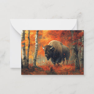 Carte De Correspondance Bison dans l'artisanat boisé d'automne