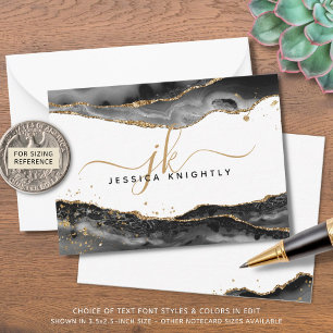 Carte De Correspondance Black Agate Geode Gold Parties scintillant Script