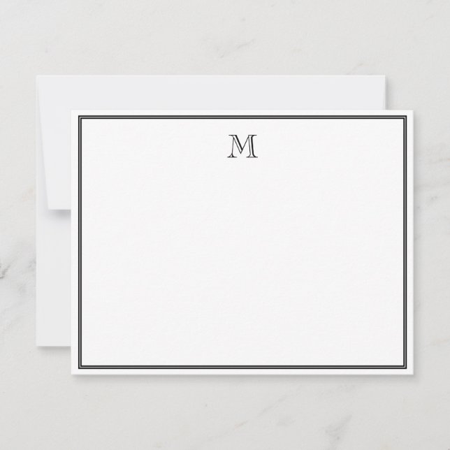 Carte De Correspondance Black Double Border Vintage Monogram (Devant)