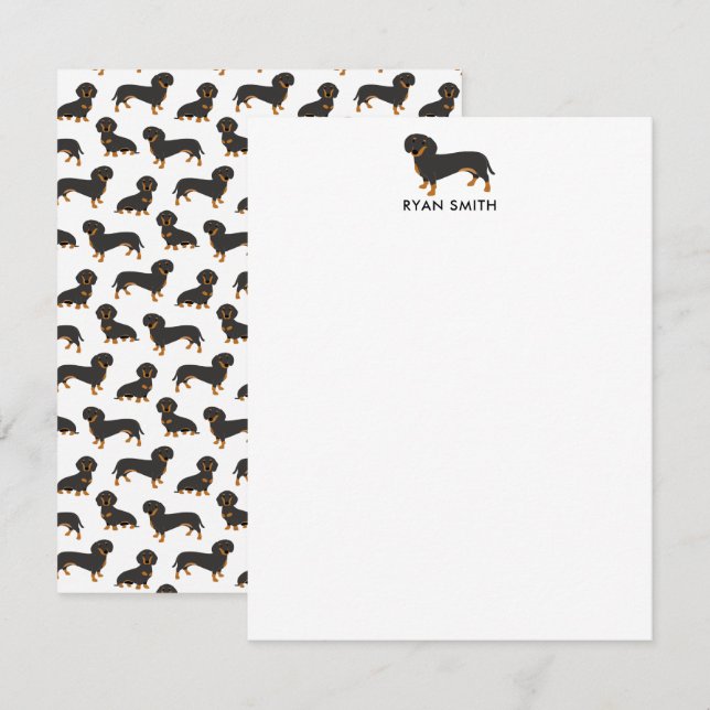 Carte De Correspondance Black et Tan Dachshund (Devant / Derrière)