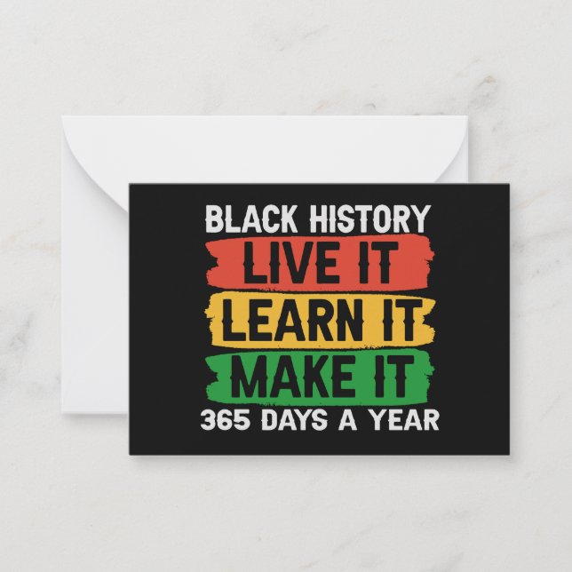 Carte De Correspondance Black History Live it Apprenez-le Faire 365 jours (Devant)