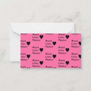 Carte De Correspondance Black Lives Matter Texte Girly Rose Coeurs de coul