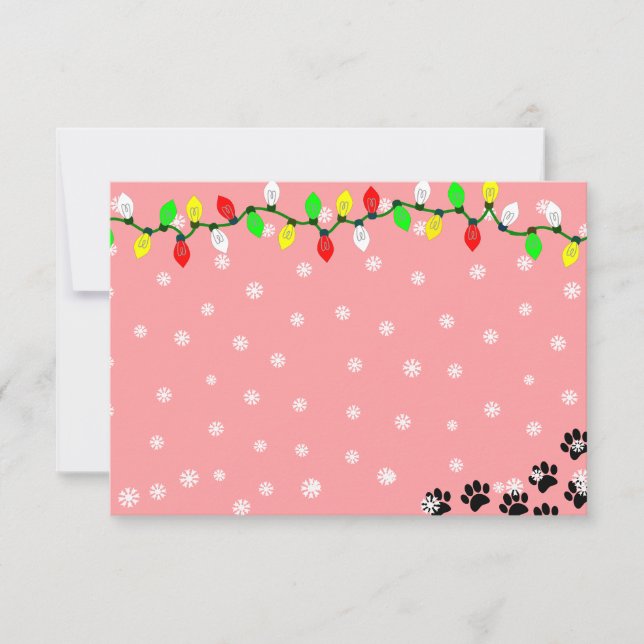 Carte De Correspondance Black Puppy Paw Prints Custom Christmas (Devant)