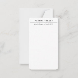 Carte De Correspondance Blanc classique minimaliste sobre élégant