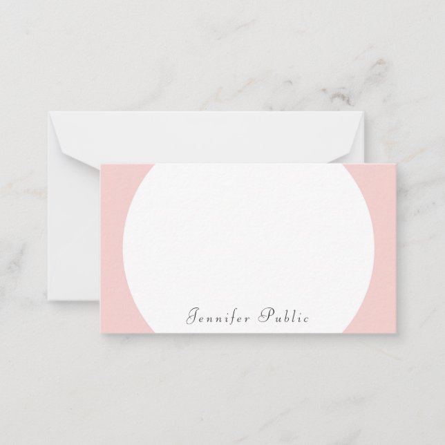 Carte De Correspondance Blanc rose pâle Calligraphié Moderne tendance (Devant)
