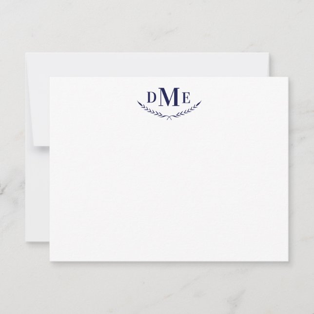 Carte De Correspondance Blé bleu classique 3 Monogramme initial (Devant)