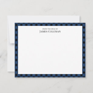 Carte De Correspondance Bleu Buffalo Check Du Bureau De Nom Élégant