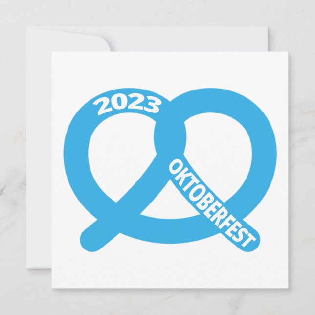 Carte De Correspondance Bleu et blanc Pretzel Brezel Oktoberfest 2023 (Devant)