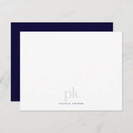 Carte De Correspondance Bleu foncé Simple moderne Monogramme professionnel