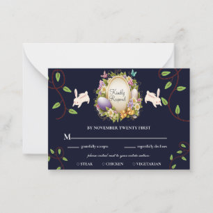 Carte De Correspondance Bleu foncé Vibe Forêt Bunny RSVP