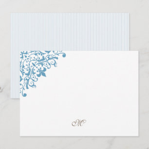 Carte De Correspondance Bleu Français Fleur de Lis Monogramme initial