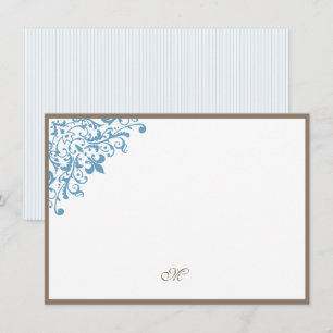 Carte De Correspondance Bleu français Fleur de Lis Script Monogramme