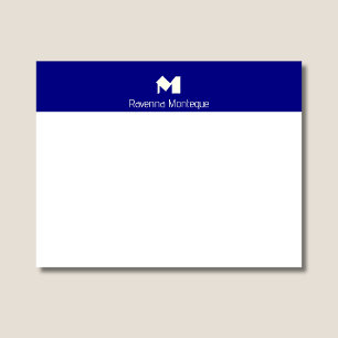 Carte De Correspondance Bleu Marine Élégant Monogramme de Nom Personnalisé